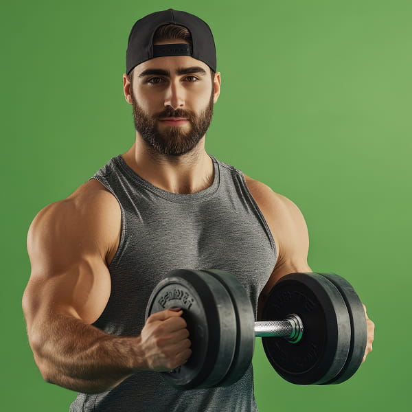 Man training weights